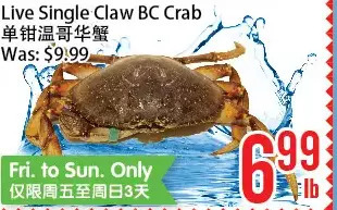 Bestco Food Mart Live single claw bc crab offer