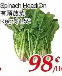 Tone Tai Supermarket Spinach head on offer