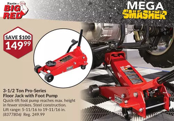 Princess Auto Torin big red 3-1/2 ton pro-series floor jack with foot pump offer