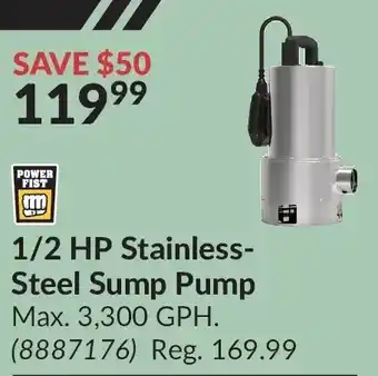 Princess Auto Power fist 1/2 hp stainless-steel pump pump offer