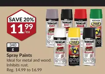 Princess Auto Tremclad spray paints offer