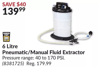 Princess Auto Power fist 6 litre pneumatic/manual fluid extractor offer