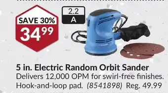 Princess Auto Power fist 5 in. electric random orbit sander offer