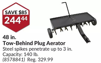 Princess Auto Red rock 48 in. tow-behind plug aerator offer