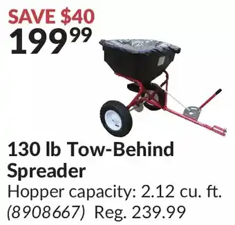 Princess Auto Redrock 130 lb tow-behind spreader offer