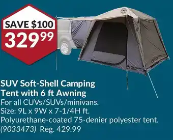 Princess Auto Northern ridge suv soft-shell camping tent offer
