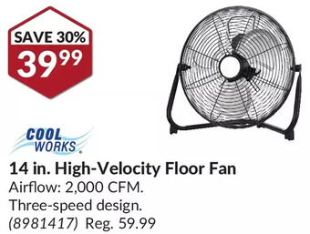 Princess Auto Cool works 14 in. high-velocity floor fan offer