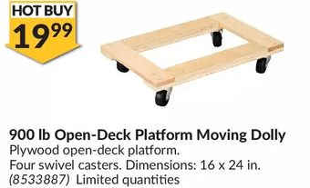 Princess Auto 900 lb open-deck platform moving dolly offer