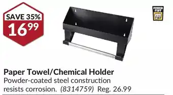 Princess Auto Power fist paper towel/chemical holder offer