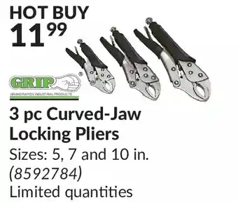 Princess Auto Grip 3 pc curved-jaw locking pliers offer