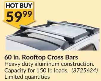 Princess Auto Power fist 60 in. rooftop cross bars offer