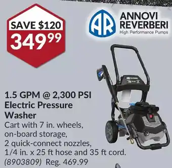 Princess Auto Annovi reverberi 1.5 gpm @ 2,300 psi electric pressure washer offer