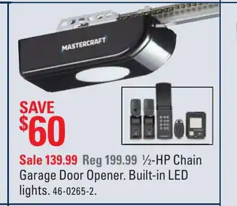 Canadian Tire HP Chain Garage Door Opener. Built-In LED Lights offer