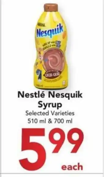 Buy-Low Foods Nestlé nesquick syrup selected varieties 510 ml & 700 ml offer
