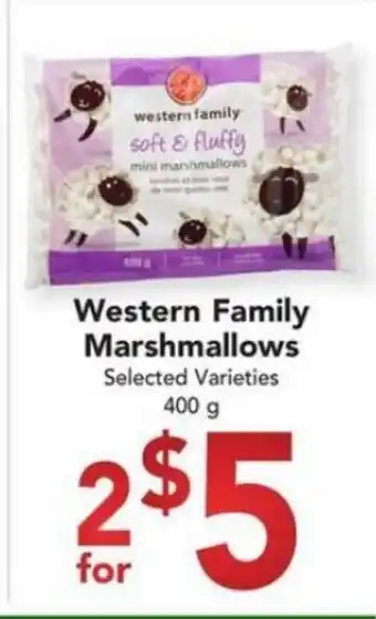 Buy-Low Foods Western Family marshmallows selected varieties 400 g offer