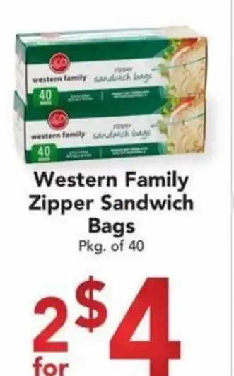 Buy-Low Foods Western family zipper sandwich bags pkg. of 40 offer