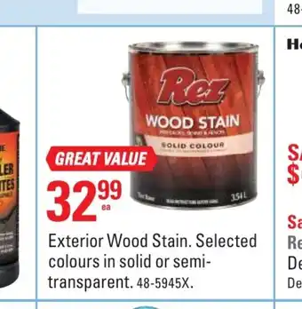 Canadian Tire Exterior Wood Stain. Selected Colours in Solid or Semitransparent offer
