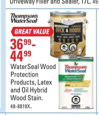 Canadian Tire Waterseal Wood Protection Products, Latex And Oil Hybrid Wood Stain offer