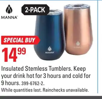 Canadian Tire Insulated Stemless Tumblers. Keep Your Drink Hot For 3 Hours And Cold For 9 Hours offer