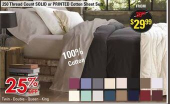 Oxford Mills 250 thread count solid or printed cotton sheet sets offer