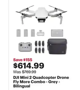 Best Buy DJI mini 2 quadcopter drone fly more combo - grey offer