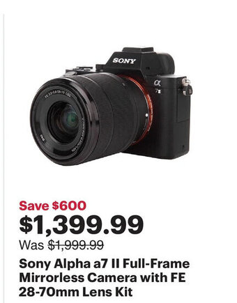 Best Buy Sony alpha a7 II full-frame mirrorless camera with FE 28-70mm lens kit offer