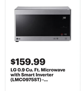 Best Buy LG 0.9 cu ft. microwave with smart inverter offer
