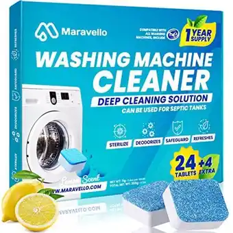 Amazon Maravello washing machine cleaner, deep cleaning and deodorize, professional powder detergent for all washer machines includi offer
