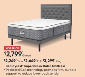 Sleep Country Beautyrest imperial lux balsa mattress offer