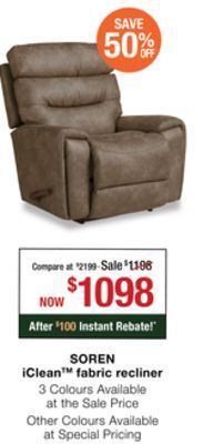 La Z Boy Soren iclean™ fabric recliner offer