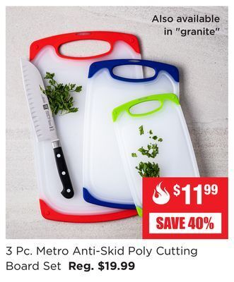 Kitchen Stuff Plus 3 pc. metro anti-skid poly cutting board set offer