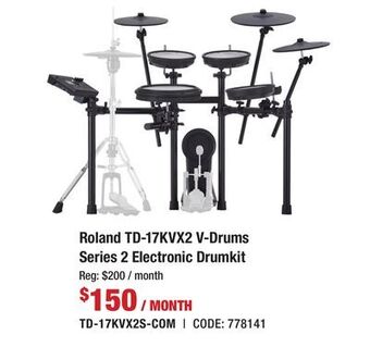 Long & McQuade Roland td-17kvx2 v-drums series 2 electronic drumkit offer