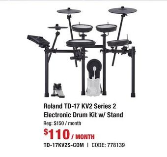 Long & McQuade Roland td-17 kv2 series 2 electronic drum kit with stand offer
