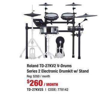 Long & McQuade Roland td-27kv2 v-drums series 2 electronic drumkit with stand offer