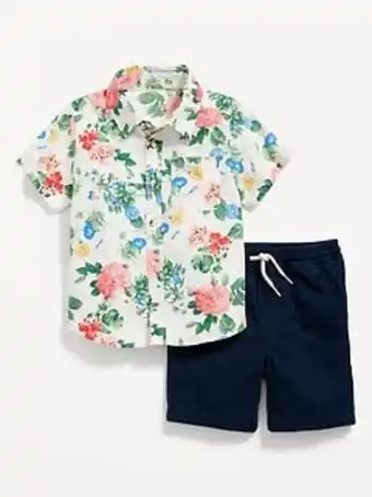Old Navy Printed poplin shirt & twill bottoms set for toddler boys offer