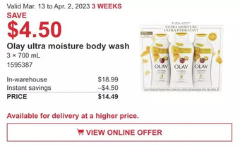 Costco Olay ultra moisture body wash offer
