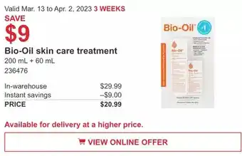 Costco Bio-oil skin care treatment offer