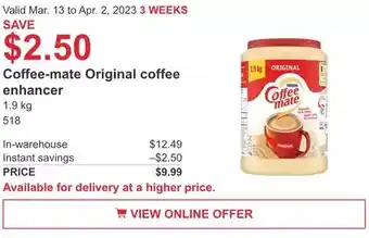 Costco Coffee-mate original coffee enhancer offer