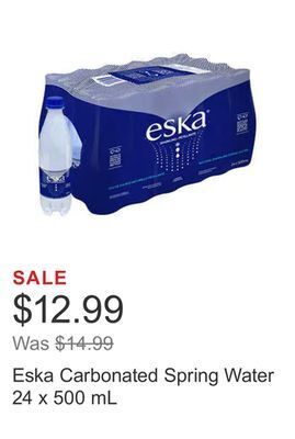 Costco Eska carbonated spring water 24 x 500 ml offer
