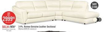 The Brick Romeo 3-piece genuine leather right-facing sectional - beige offer