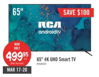 The Brick Rca 65" android uhd tv - rtau6504 offer