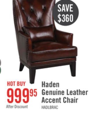 The Brick Haden genuine leather accent chair - brown offer