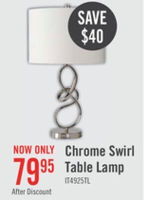The Brick Chrome swirl table lamp offer