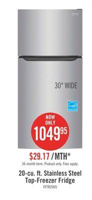 The Brick Frigidaire 20 cu. ft. top-freezer refrigerator - fftr2045vs offer