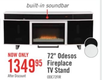 The Brick Odesos 72" tv stand with glass ember firebox and soundbar white offer