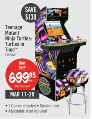 The Brick Arcade1up teenage mutant ninja turtles: turtles in time™ arcade cabinet with riser and stool offer