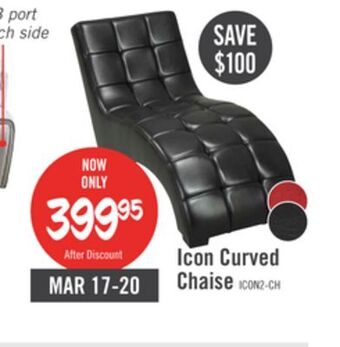 The Brick Icon faux leather curved chaise - black offer