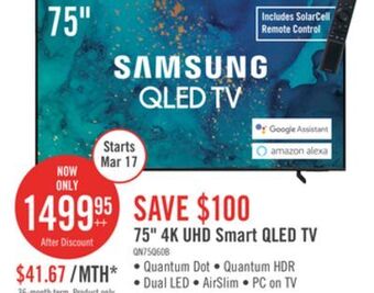 The Brick Samsung 75" qn60b qled 4k uhd smart tv - qn75q60bafxzc offer