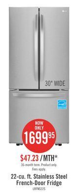 The Brick Lg 21.8 cu. ft. 3-door french door refrigerator - lrfns2200s offer