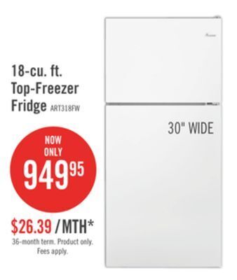 The Brick Amana 18 cu. ft. top-freezer refrigerator art318ffdw offer
